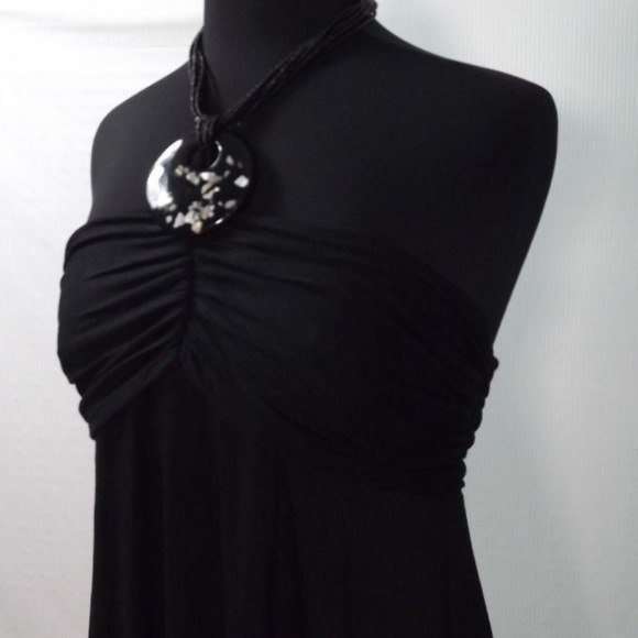 INC BLACK Halter Tunic Top w/ Beaded Necklace XL - Picture 7 of 7